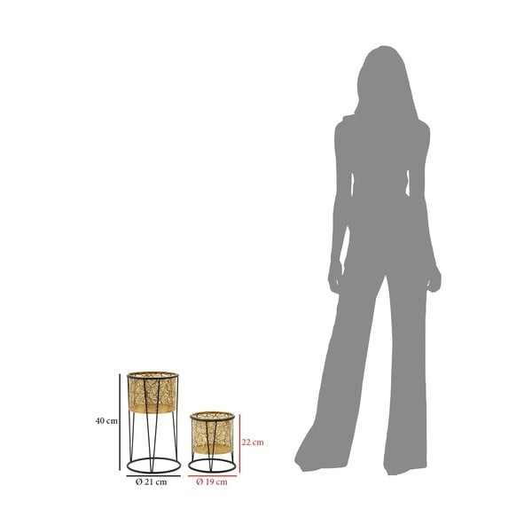 Set 2 suporturi pentru ghivece Mauro Ferretti Leavy, înălțime 40 cm, auriu-image-2