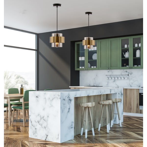 Lustră neagră cu abajur din sticlă ø 18 cm Spiega – Candellux Lighting-image-1
