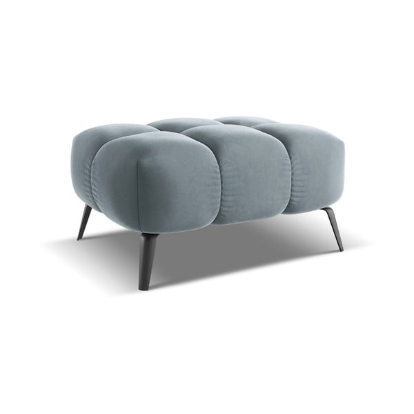 Taburet albastru deschis cu tapițerie din catifea Nalu – Makamii-image-2