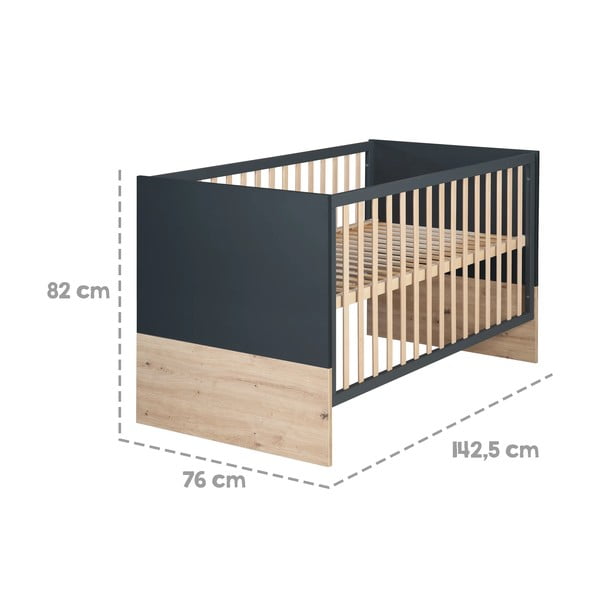 Pătuț gri închis-natural 70x140 cm Lenn – Roba-image-2