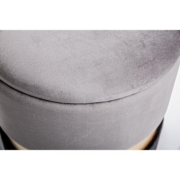 Puf negru/gri cu tapițerie din catifea Polina – Bizzotto-image-3