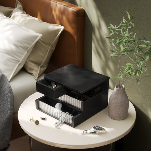 Organizator de baie negru mat din lemn Malibu – Umbra-image-2