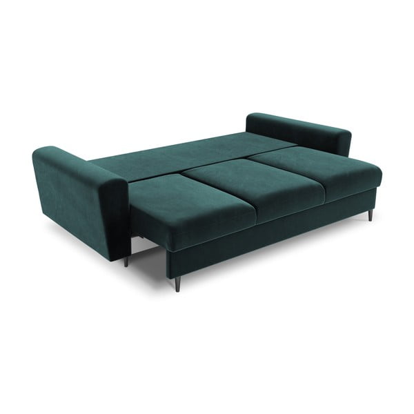 Canapea petrol extensibilă, cu spațiu de depozitare cu tapițerie din catifea 235 cm Kyoto – Cosmopolitan Design-image-2