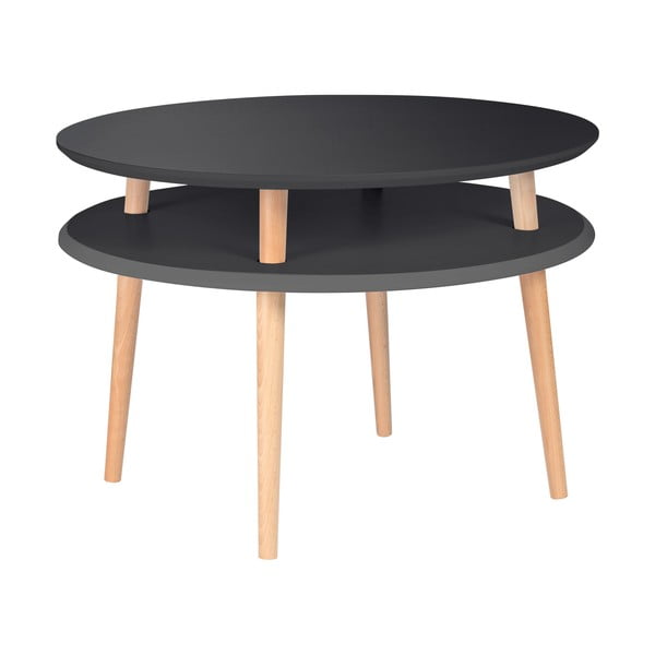 Masă de cafea cu picioare din lemn Ragaba UFO, Ø 70 cm, gri antracit