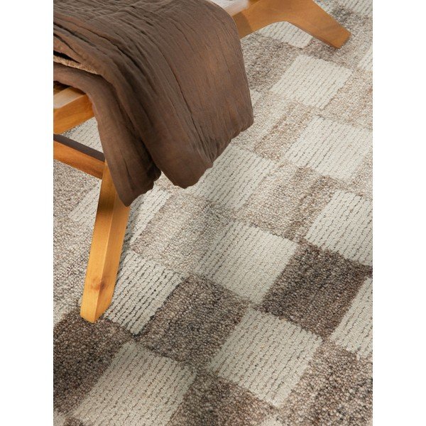 Covor crem țesut manual din lână 80x150 cm Boho 1.0 Quadra – Vikosa-image-3