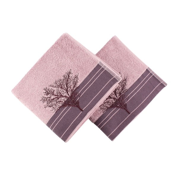 Set 2 prosoape Infinity, 50 x 90 cm, vișiniu - roz