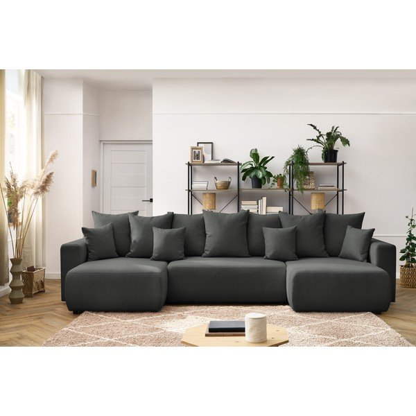 Canapea extensibilă în formă de U de culoare gri închis Envy - Bobochic Paris-image-1