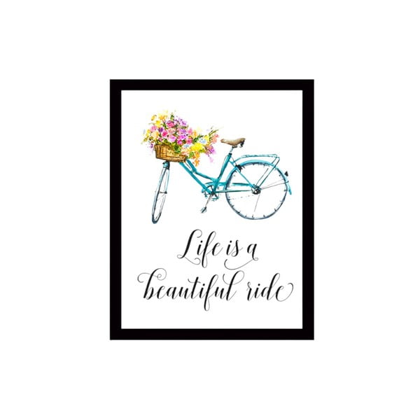 Tablou pe pânză în ramă neagră Tablo Center Bicycle, 29 x 24 cm