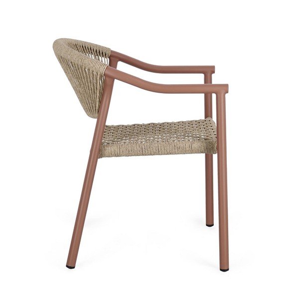 Scaun de grădină roșu/în culoare naturală din metal Canarias – Bizzotto-image-3