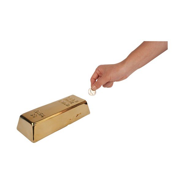Pușculiță din ceramică Kikkerland Gold Bar, auriu-image-1