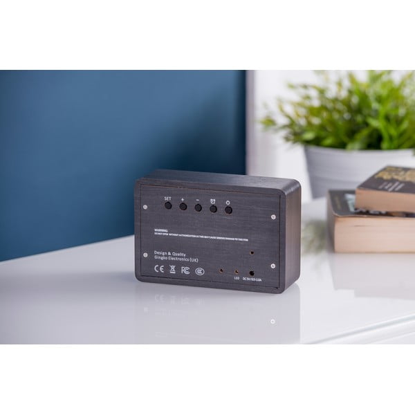 Ceas deșteptător cu LED Gingko Brick Click Clock, negru-alb-image-1