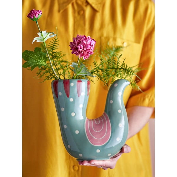 Vază verde din gresie pictată manual (înălțime 19 cm) Trudy – Bloomingville-image-3