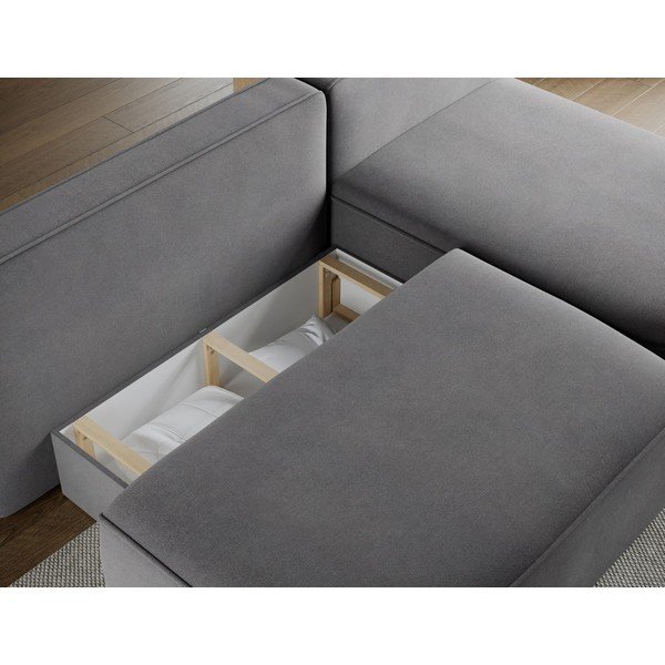 Colțar gri extensibil/cu spațiu de depozitare cu tapițerie din catifea (cu colț pe partea dreaptă/cu șezlong) Livosa – ELTAP-image-4