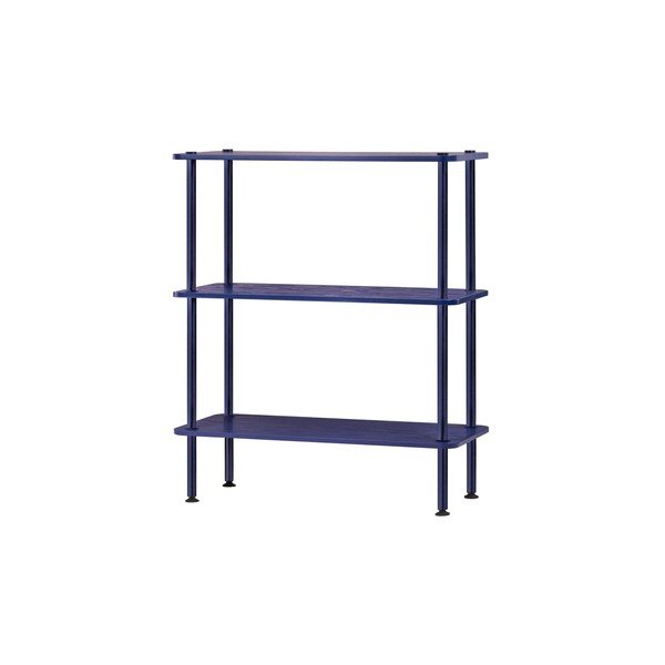 Etajeră albastră cu aspect de lemn de stejar 80x90,5x35 cm Teidi – noo.ma