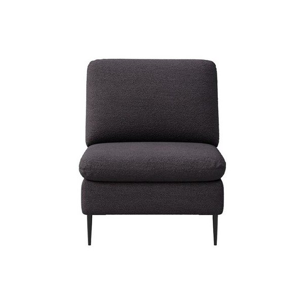 Fotoliu negru cu tapițerie din țesătură bouclé Belle – Rodier