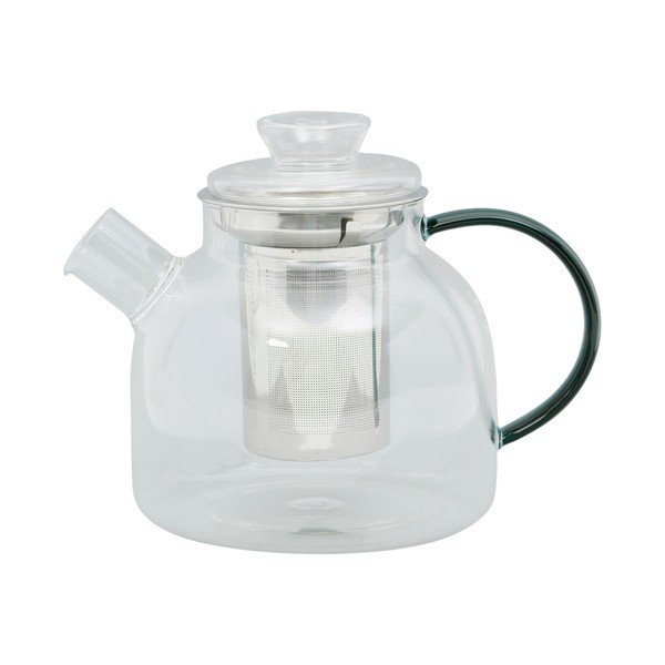 Ceainic cu filtru verde închis din sticlă 1 l – Sema
