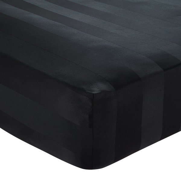 Cearceaf negru din satin cu elastic 150x200 cm So Soft Satin Stripe – Catherine Lansfield