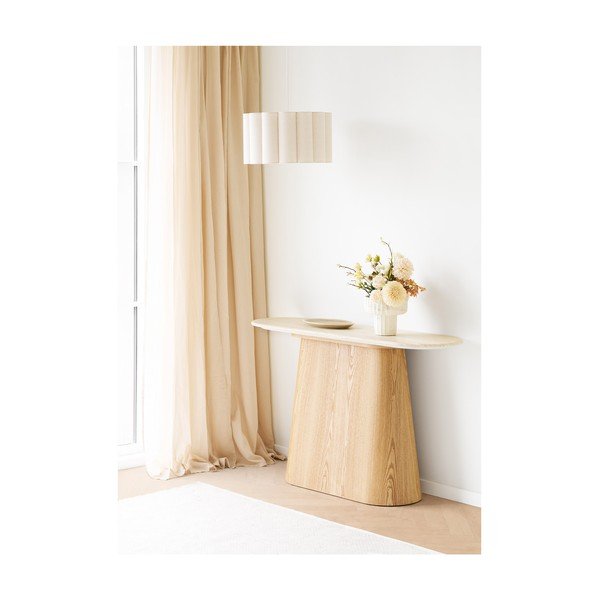 Masă consolă crem/în culoare naturală cu blat din piatră 40x130 cm Larvik – House Nordic-image-1