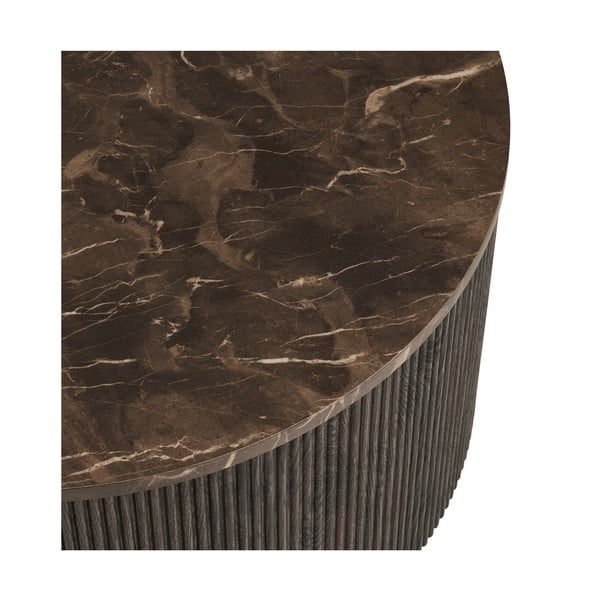 Măsuță de cafea maro închis rotundă cu blat cu aspect de marmură ø 80 cm Rota – House Nordic-image-3