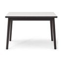 Masă de dining extensibilă albă-neagră cu aspect din lemn de stejar Hammel Single, 120 x 80 cm