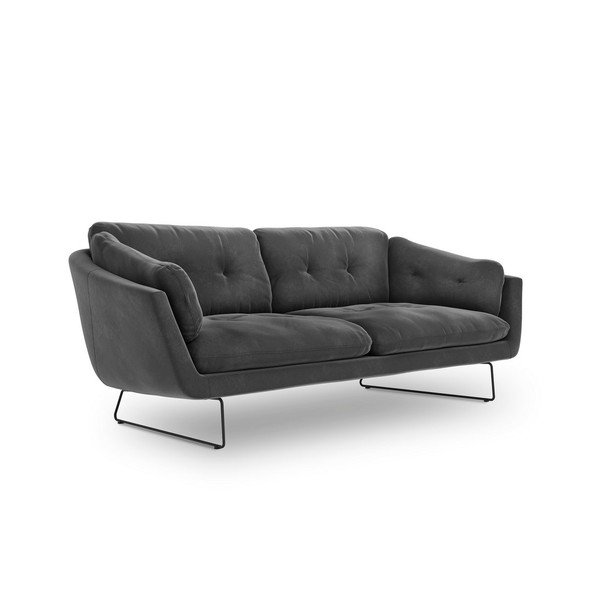 Canapea cu tapițerie de catifea Windsor & Co Sofas Gravity, gri închis-image-2