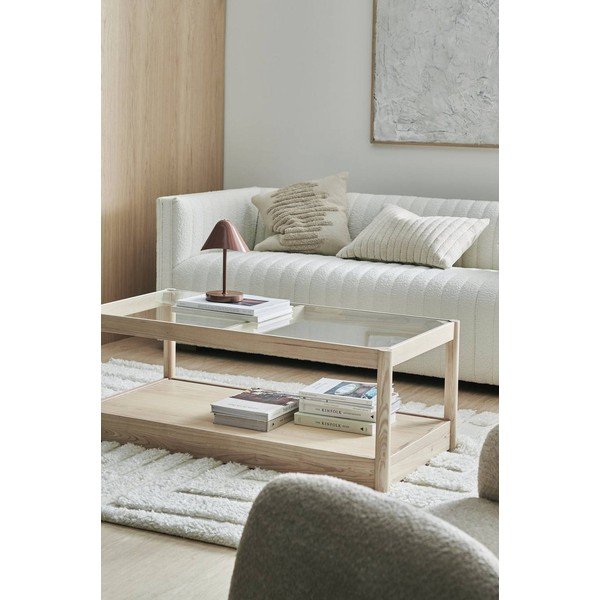 Măsuță de cafea în culoare naturală cu blat din sticlă 60x120 cm Class – Ellos Home-image-1