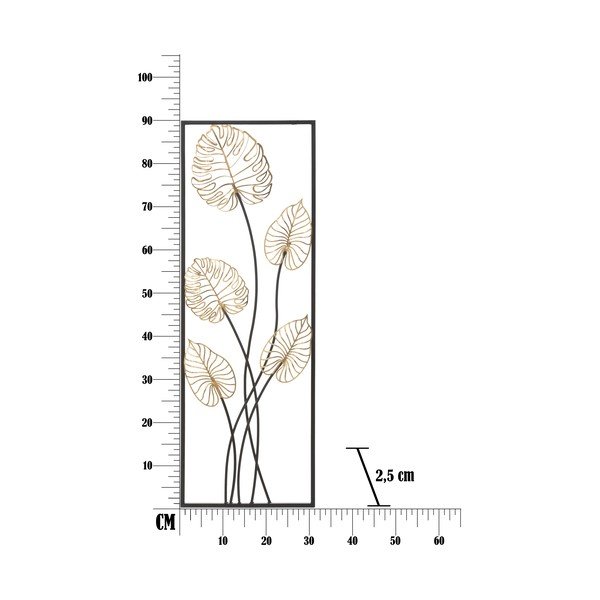 Decorațiune suspendată metalică Mauro Ferretti Luxy -A-, 31 x 90 cm, motive frunze-image-2