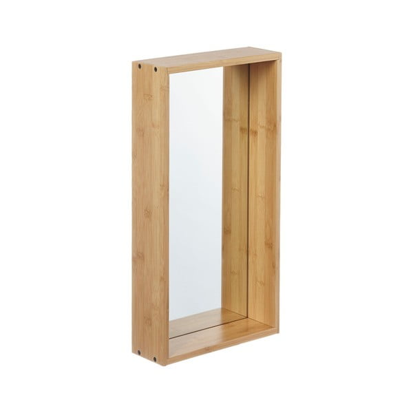 Oglindă de perete cu ramă din lemn de bambus Furniteam Design, 50 x 26 cm