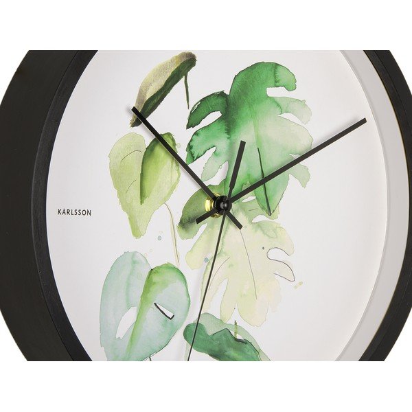 Ceas de perete cu ramă neagră Karlsson Monstera, ø 26 cm, verde-alb-image-4