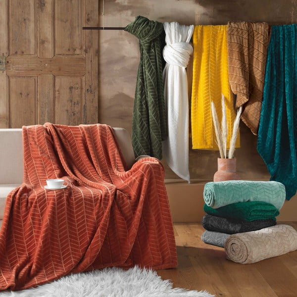 Cuvertură cărămizie din microflanel 180x220 cm Arya – douceur d'intérieur-image-3