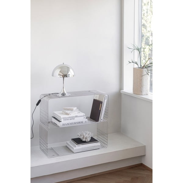 Bibliotecă de perete argintiu-lucios din metal 70x30 cm Wire – Mette Ditmer Denmark-image-1