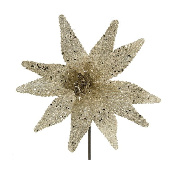 Decorațiune din plastic în formă de floare pentru Crăciun DecoKing Bella, auriu