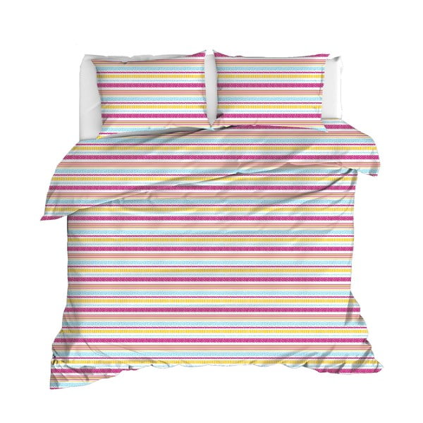 Lenjerie de pat roz din bumbac pentru pat dublu/extinsă 200x220 cm Iva - Mijolnir