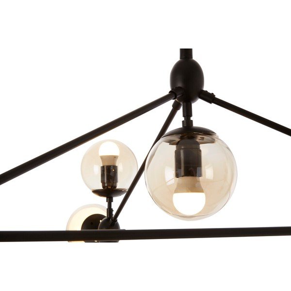 Lustră neagră din metal cu abajur din sticlă Abira – Premier Housewares-image-1