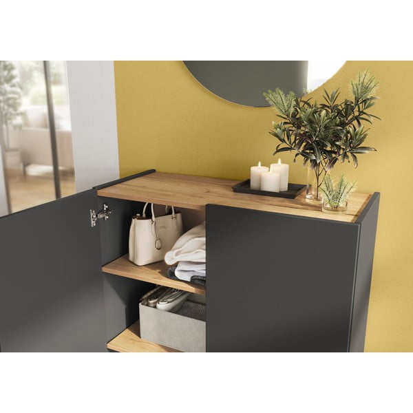 Set pentru hol gri antracit cu aspect de lemn de stejar 104x200x33 cm Alviano – Germania-image-3