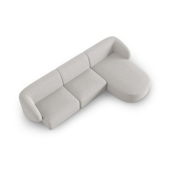 Colțar gri deschis cu tapițerie din chenille (cu colț pe partea dreaptă, cu șezlong) Paolo – Milo Casa-image-2