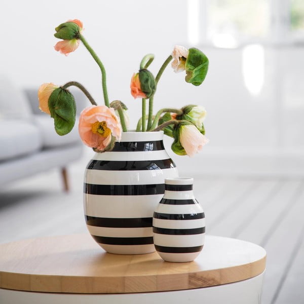 Vază din gresie Kähler Design Omaggio, înălțime 12,5 cm, negru - alb-image-1