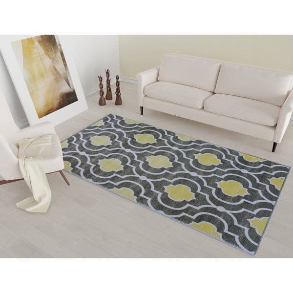 Covor galben/gri lavabil 80x50 cm - Vitaus-image-1