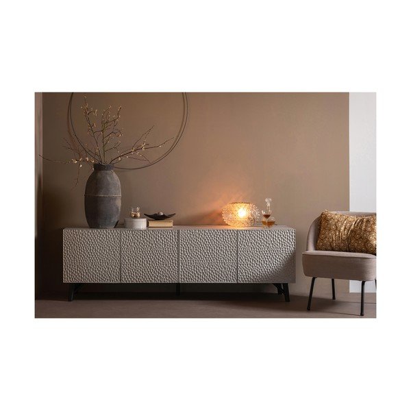 Comodă TV gri deschis din lemn de mango 185x56x46 cm Carved – WOOOD-image-1