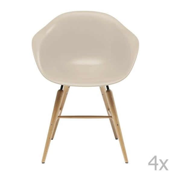 Set 4 scaune cu picioare din lemn de fag Kare Design Forum, bej