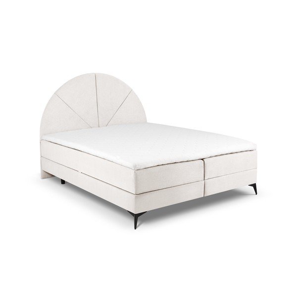 Pat boxspring 180x200 cm bej cu spațiu de depozitare Sunset – Cosmopolitan Design
