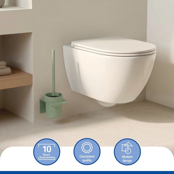 Perie de WC verde autoadezivă cu Turbo-Loc din plastic Lizan – Wenko-image-1