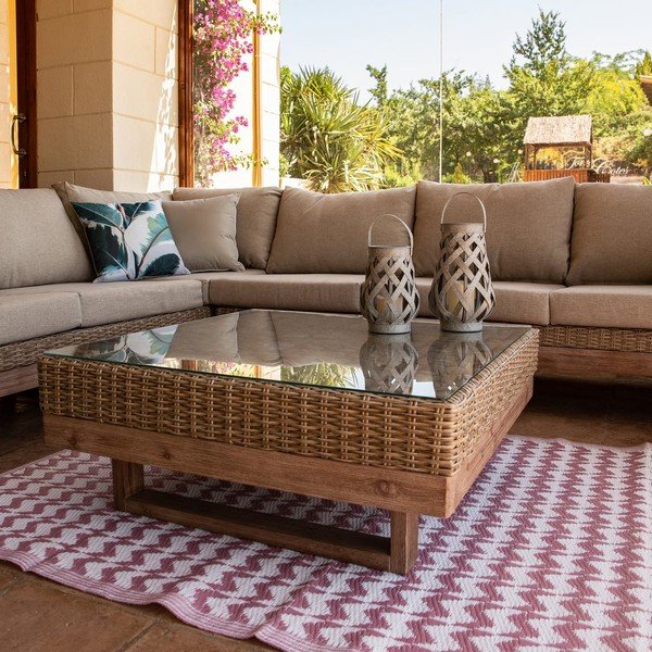 Măsuță de cafea pentru grădină din ratan artificial 80x80 cm Patsy – LDK Garden-image-1