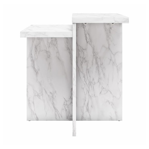 Măsuță de cafea albă cu aspect de marmură 56x56 cm Brielle – CosmoLiving by Cosmopolitan-image-2