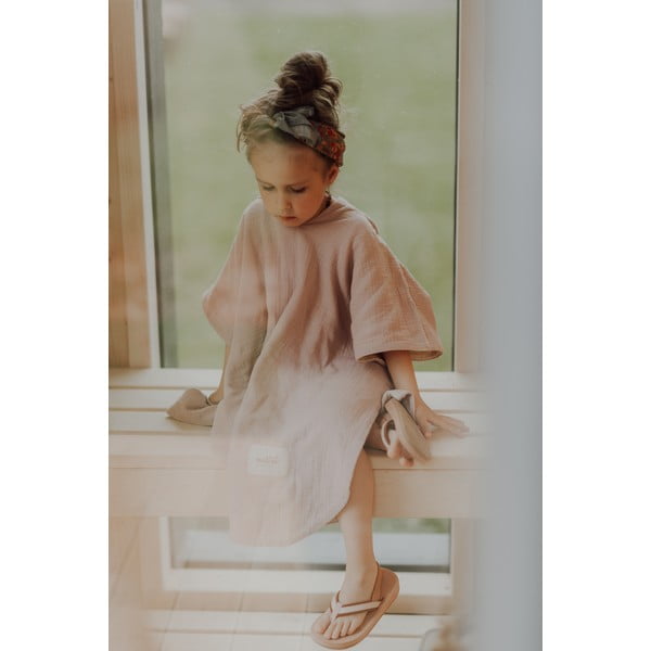 Poncho roz din muselină pentru copii mărimea M - Malomi Kids-image-2
