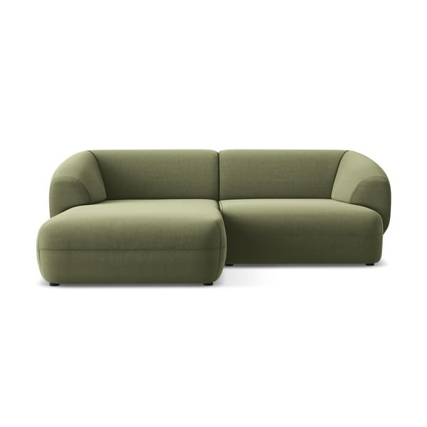 Colțar verde cu tapițerie din catifea (cu colț pe partea stângă) Moana – Makamii