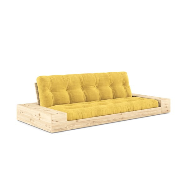 Canapea galbenă extensibilă cu tapițerie din catifea reiată  244 cm Base – Karup Design