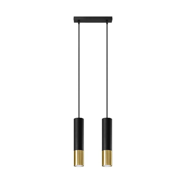 Lustră neagră/aurie cu abajur din metal 30x6 cm Longbot - Nice Lamps