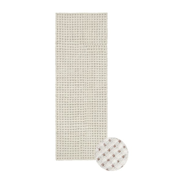 Covor tip traversă fildeș lavabil, țesut manual din lână 80x230 cm Unexpected Wool – Lorena Canals