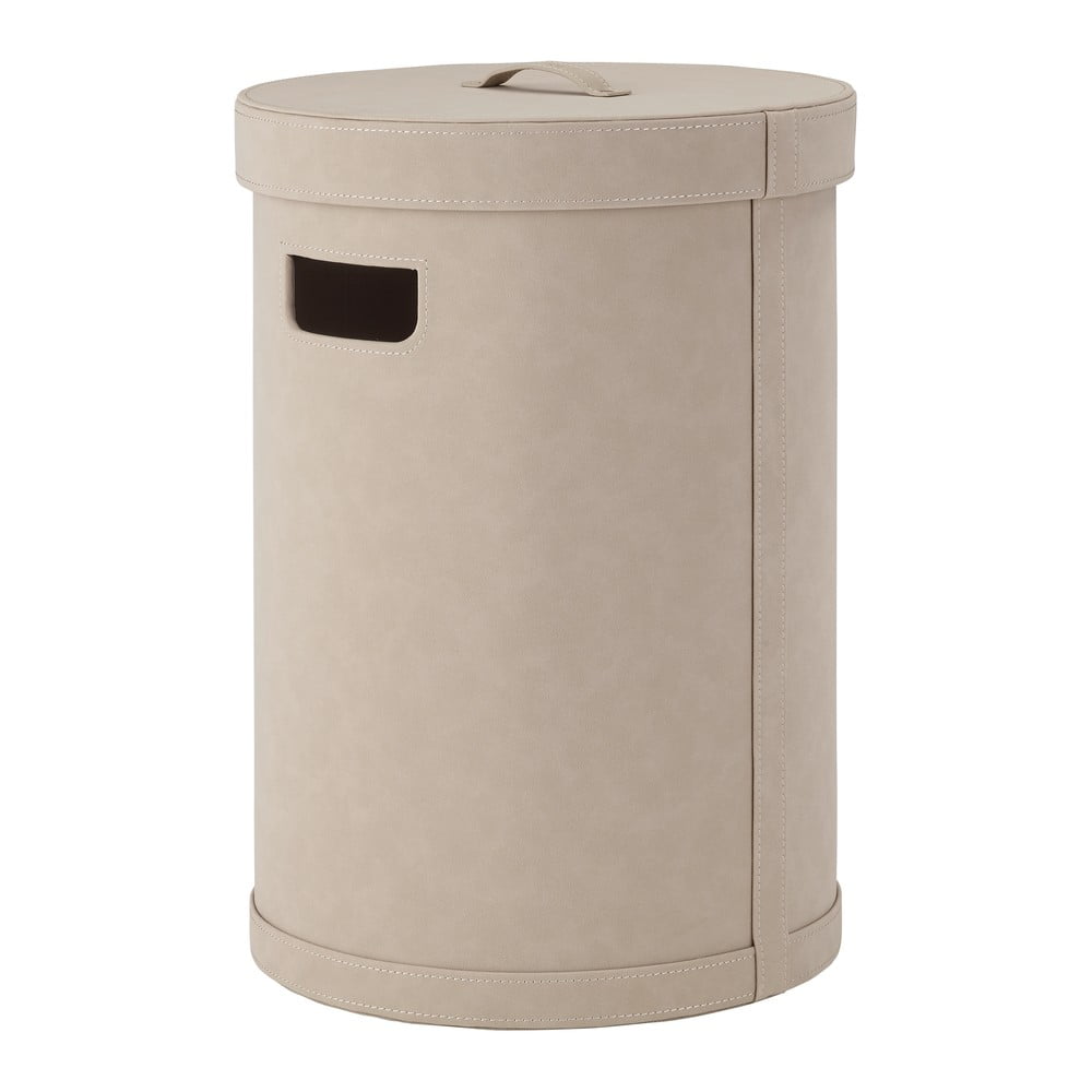 Coș de rufe bej din piele artificială Sahla M – Blomus